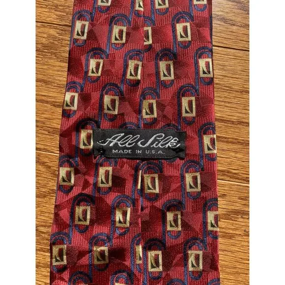 All Silk Red Blue Gold Tie - Picture 3 of 3